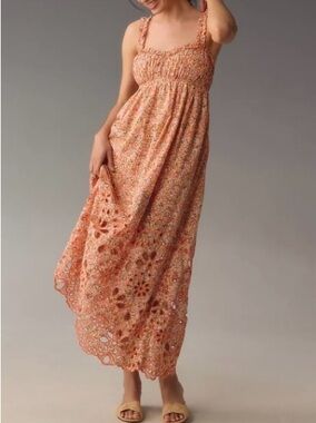 Anthropologie Sweetheart Babydoll Maxi Dress Women's Medium